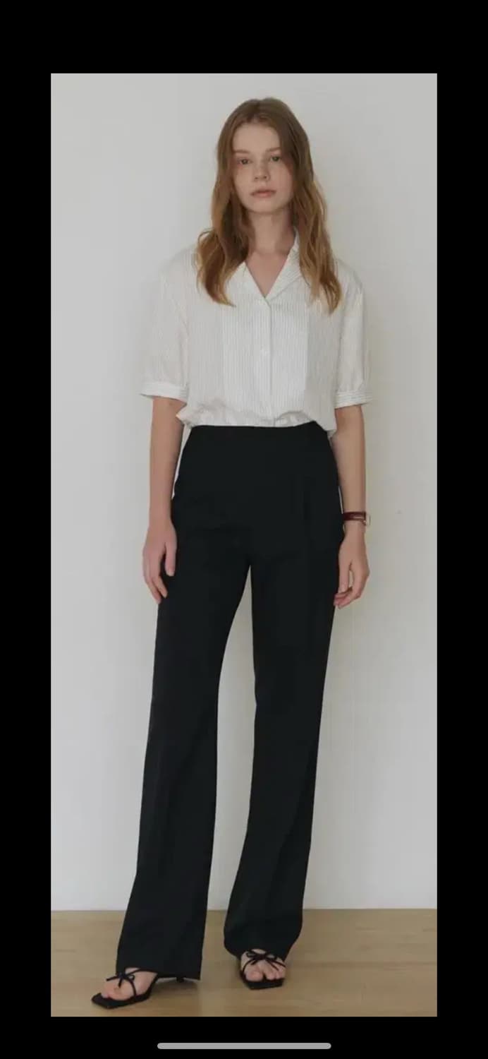 샤무스 에센셜 사이드 지퍼 슬랙스 블랙 M 상품이미지1