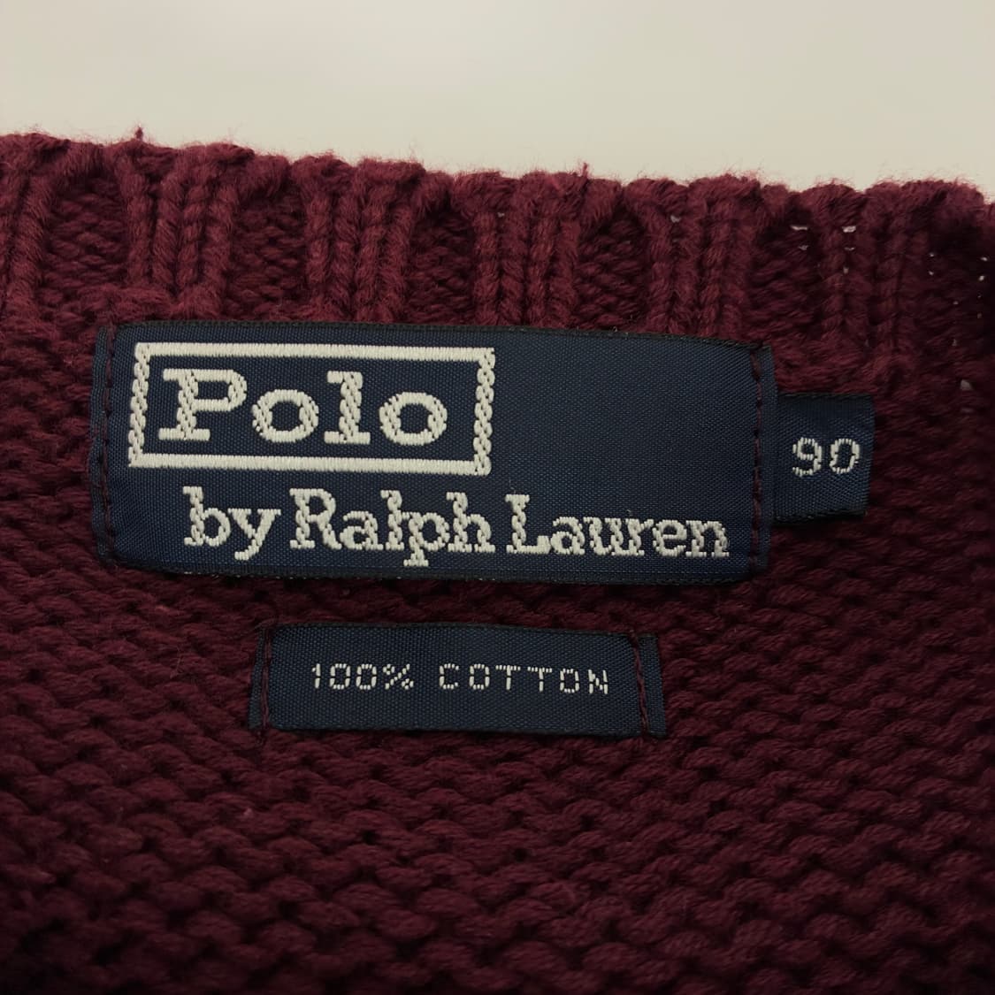 Polo  폴로 랄프로렌 자수 코튼 딥버건디 크루넥 니트 상품이미지4