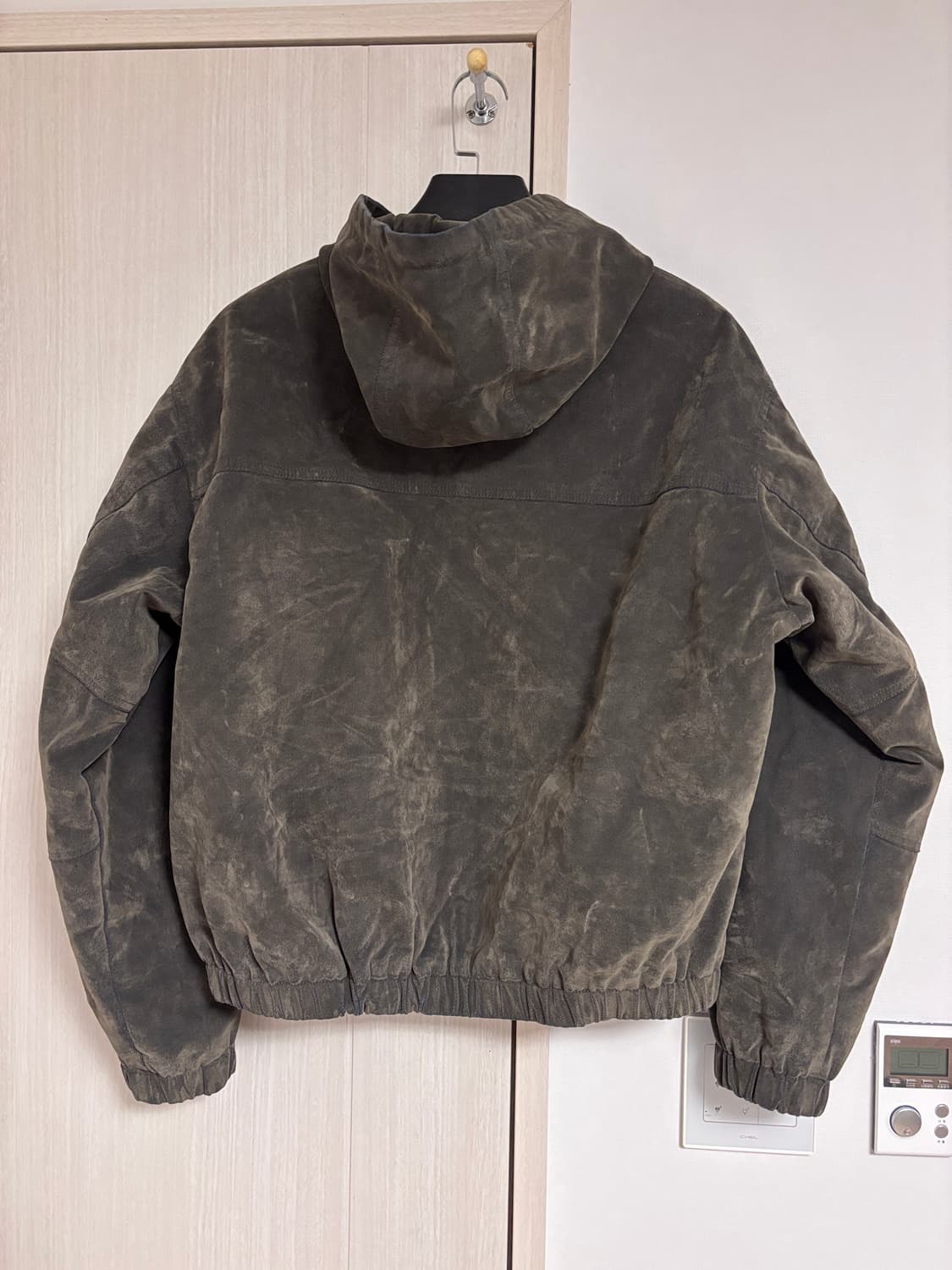 L 100~105 자라 ZARA 카키 벨벳 벨루어 빈티지 후드 집업 상품이미지3