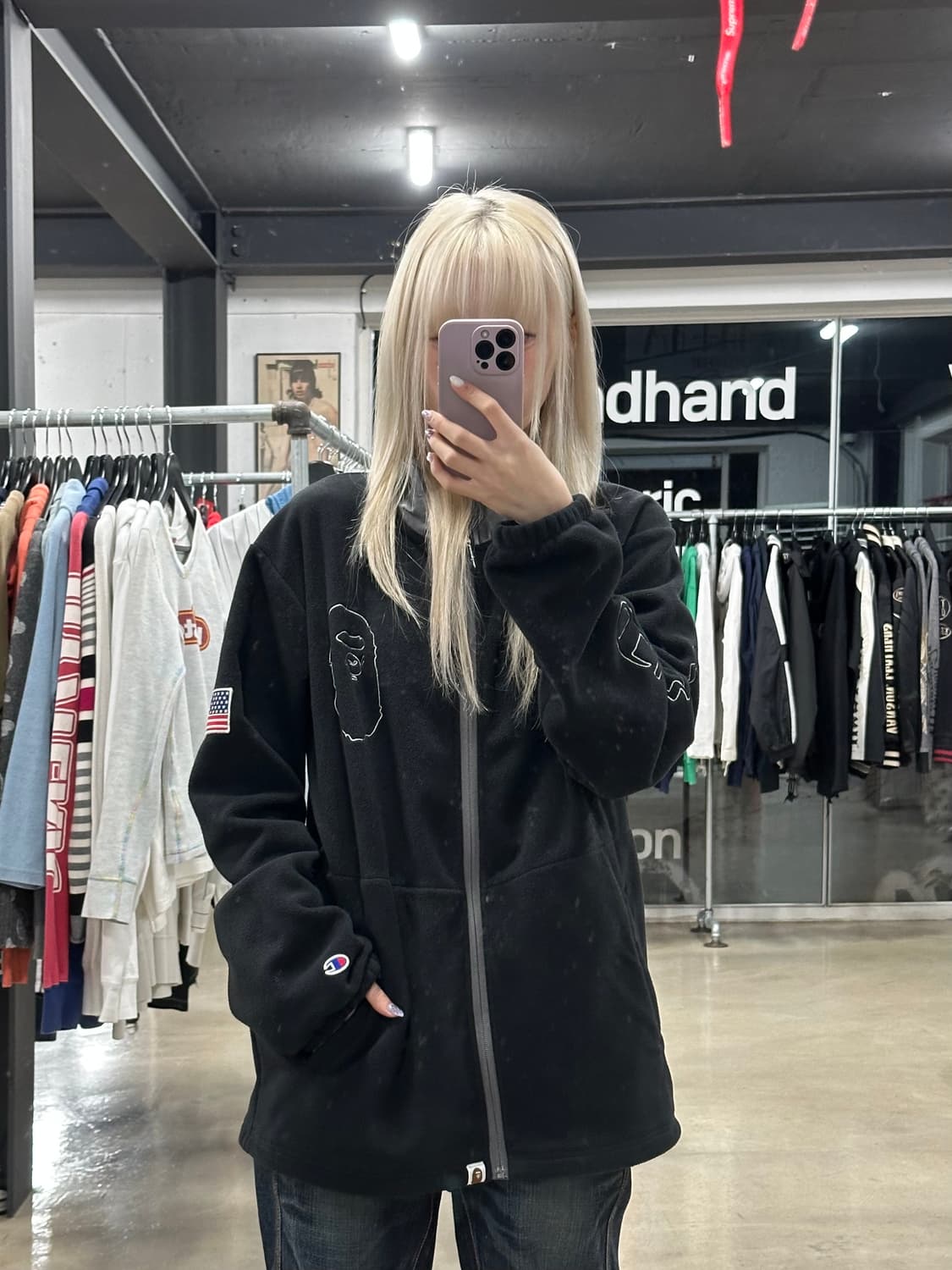 베이프 챔피온 콜라보 후디 플리스 집업 상품이미지3