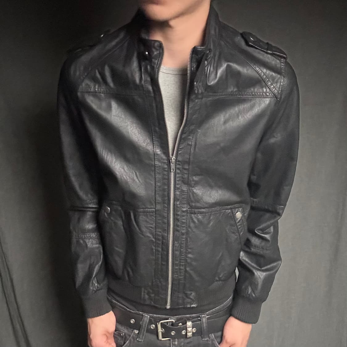 vintage black leather jacket 상품이미지5