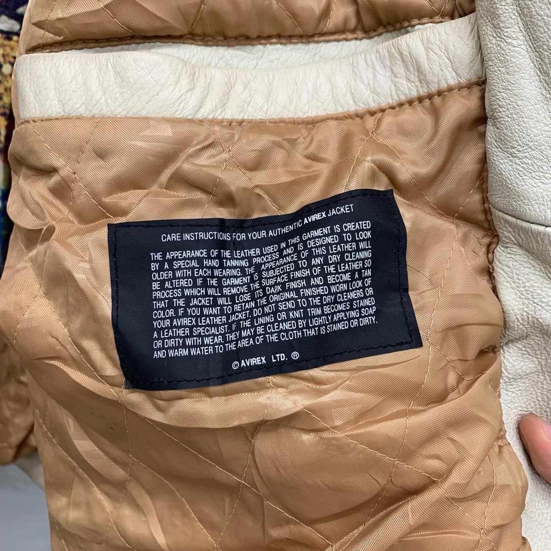 아비렉스 크림 빅로고 리얼레더 바시티 자켓 상품이미지7