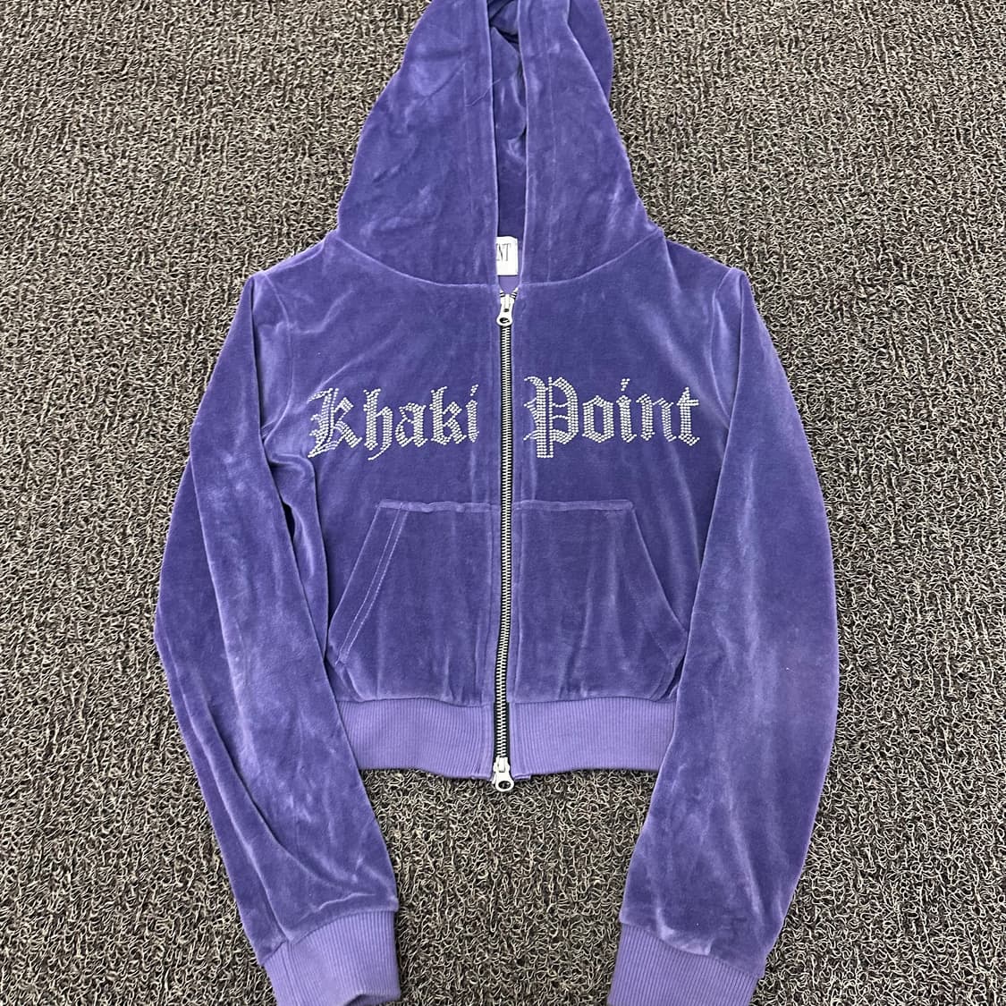 카키포인트 벨벳 큐빅 후드집업 퍼플 상품이미지1