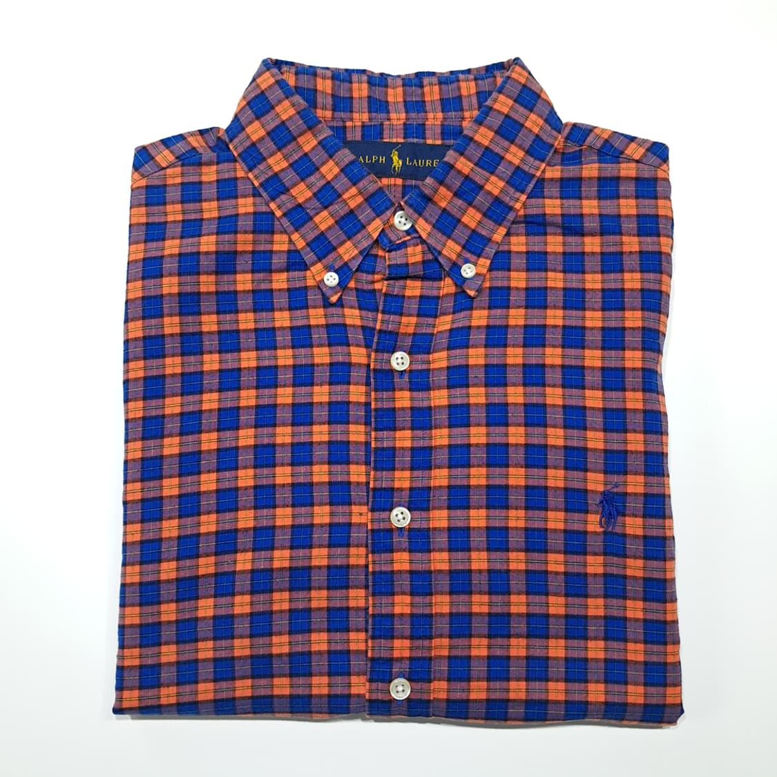 CK020 L 폴로 00s 오렌지네이비 모던 타탄체크 셔츠 남방 상품이미지7
