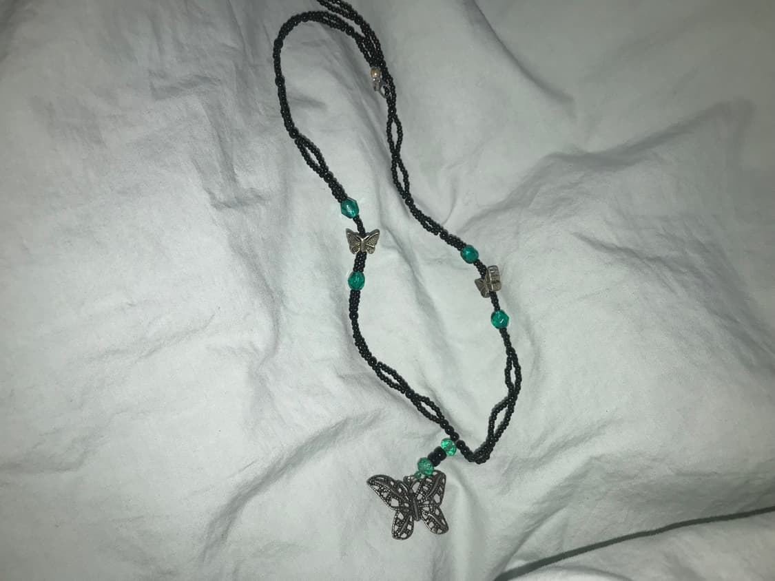 빈티지 오리엔탈 비즈 나비 목걸이 모리걸 상품이미지1