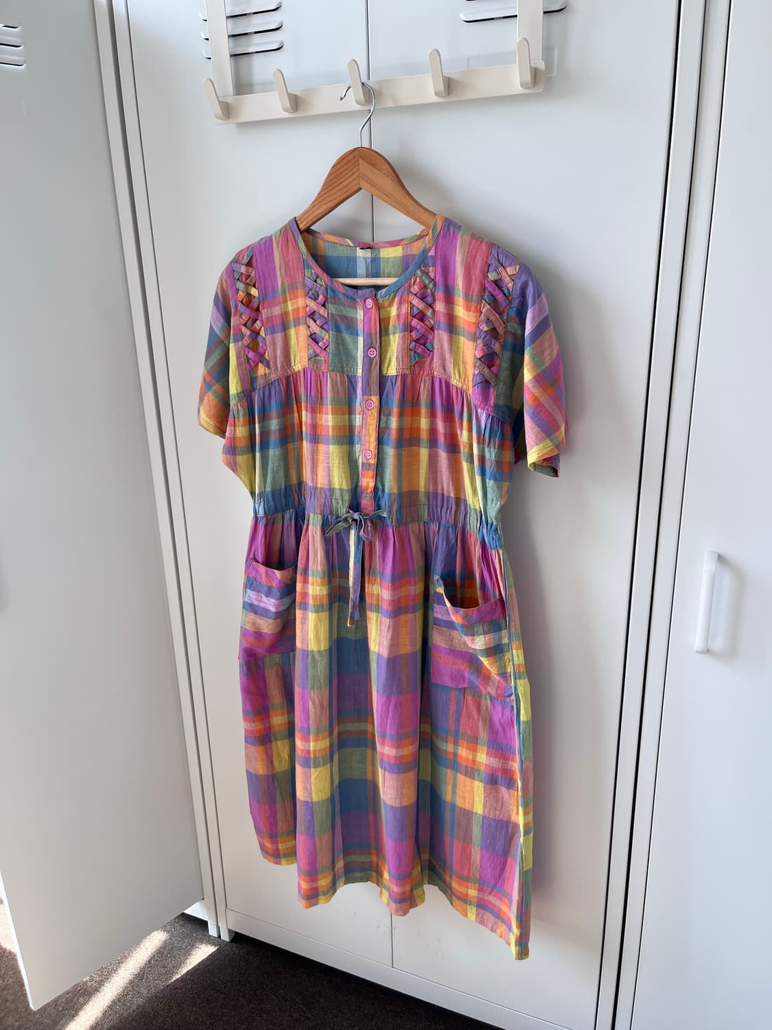 Vintage 무지개 체크 패턴 하구미 원피스 상품이미지4