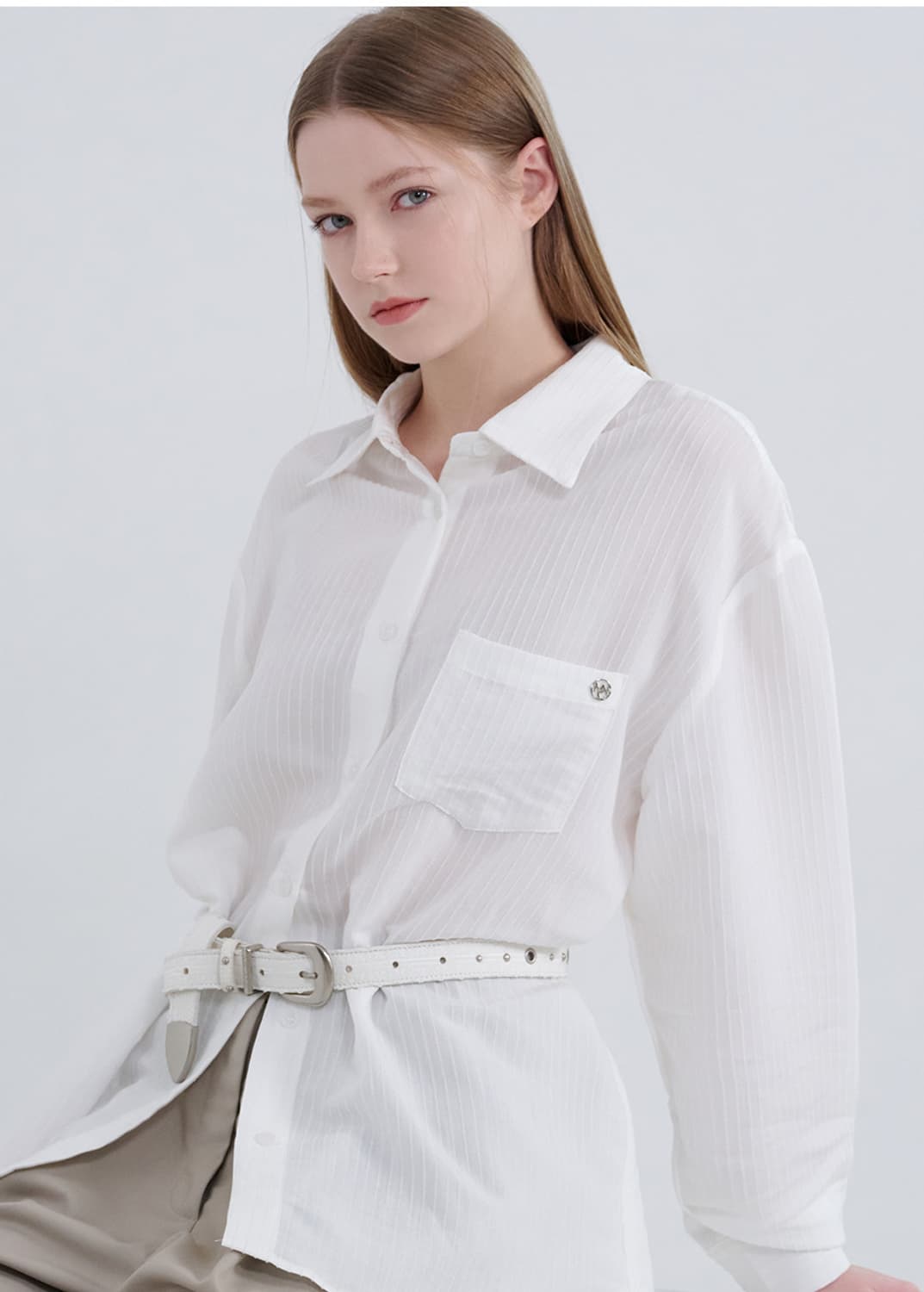 미케네 샐리 스트라이프 셔츠 화이트 1사이즈 상품이미지1