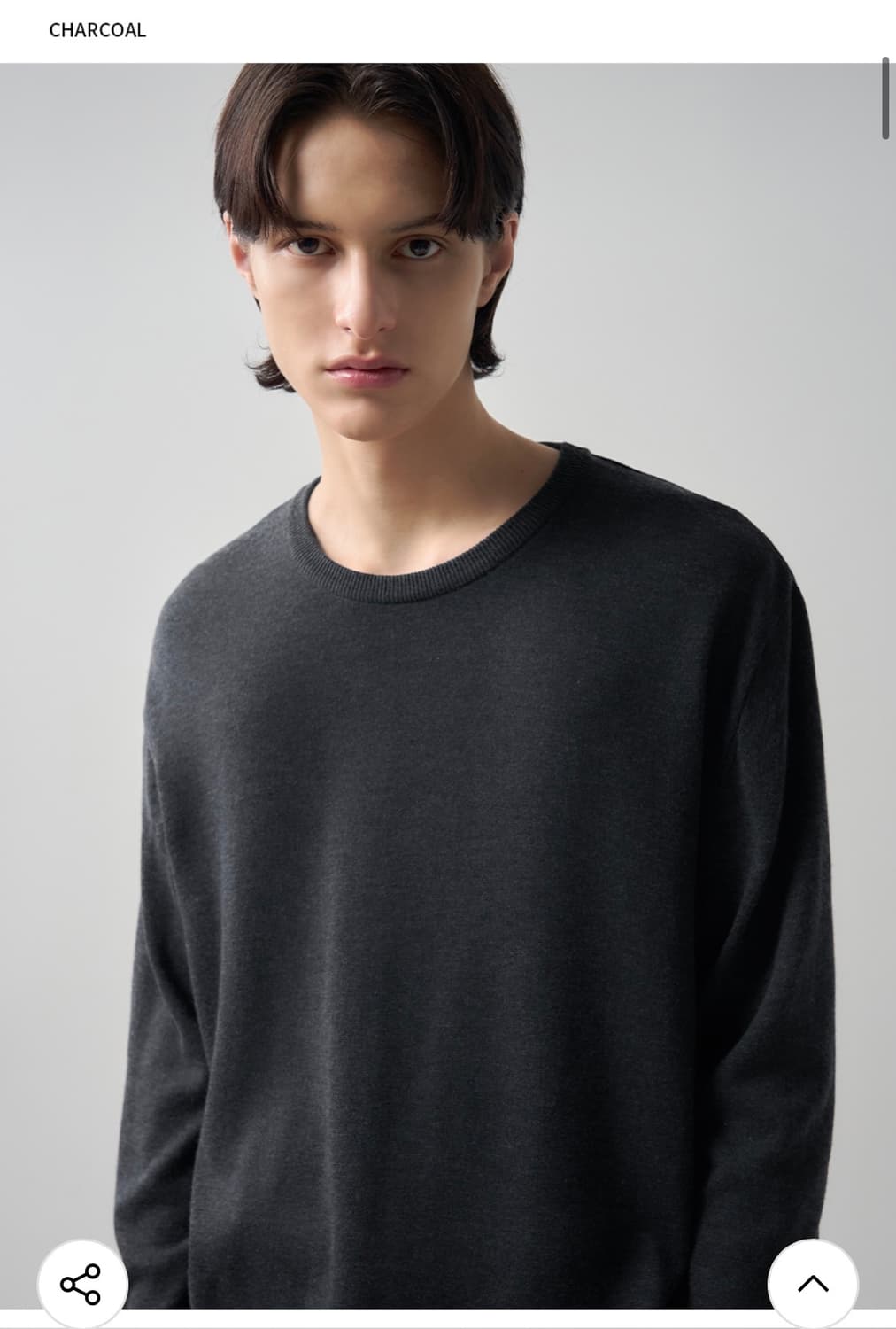 (L) 드로우핏 실크 라운드 풀오버 니트 [CHARCOAL] 판매 상품이미지3