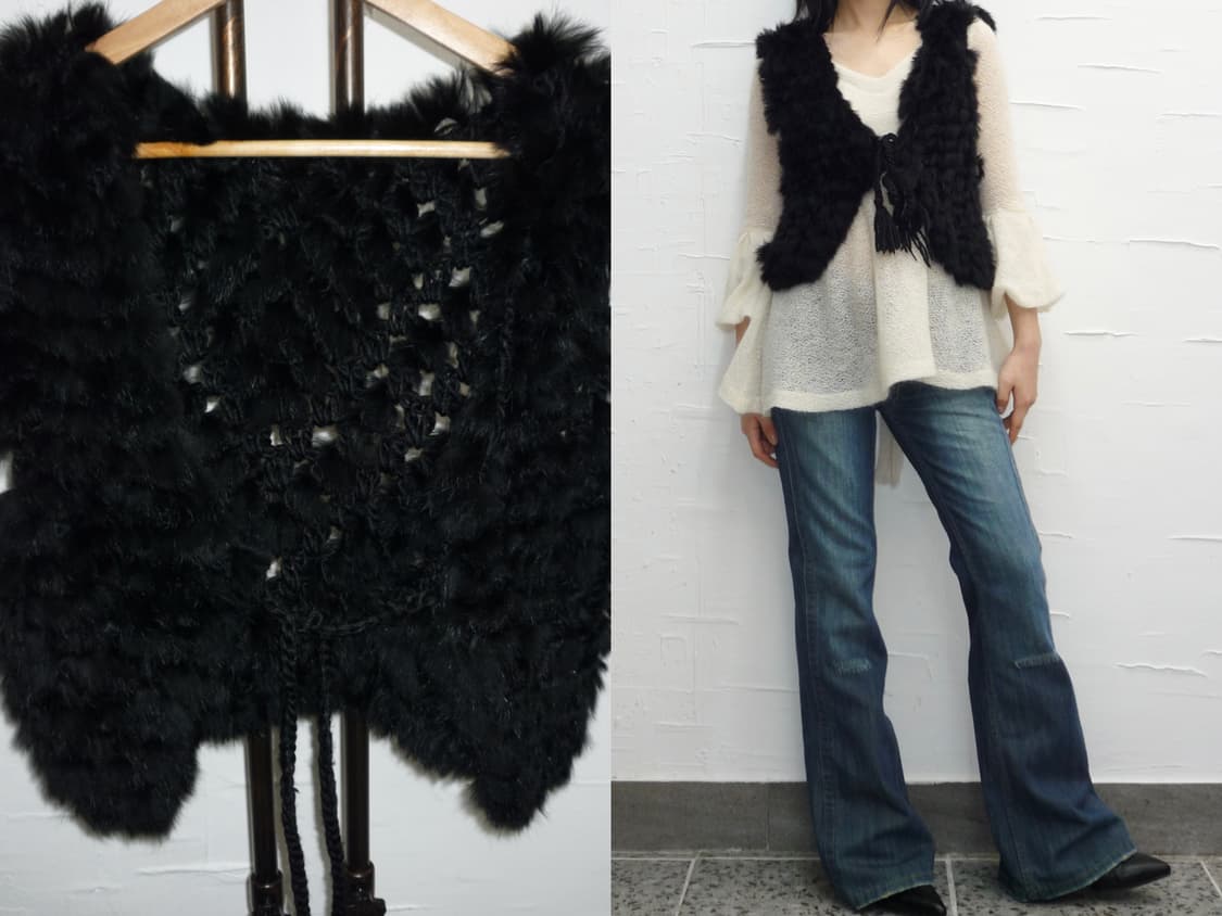 black fur ribbon vest 상품이미지1