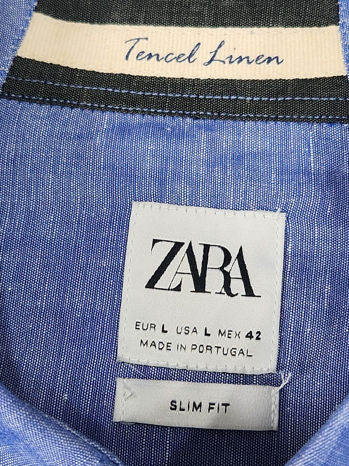 [L] 자라 ZARA 텐셀 린넨 여름 셔츠 블루 남방 상품이미지4