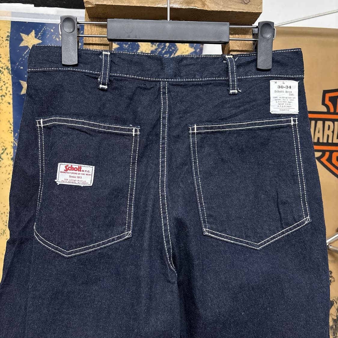 00s 쇼트 화이트 스티치 워크 와이드 데님팬츠 백패치 N775 상품이미지7