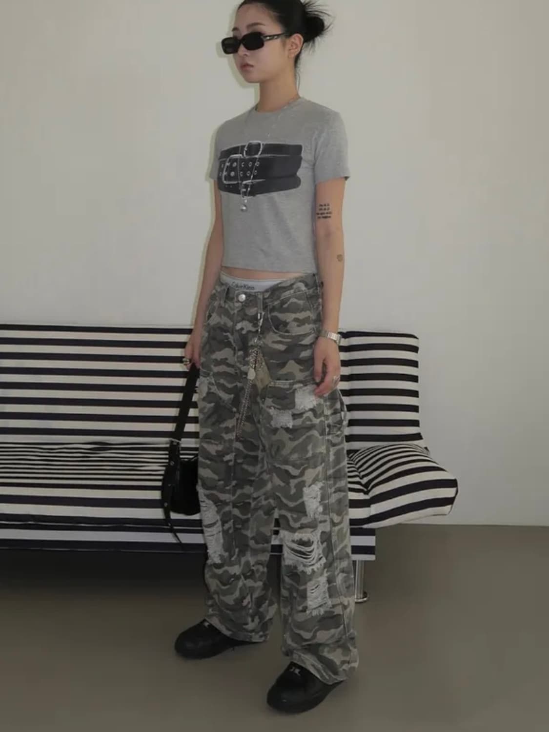 카모 데미지 와이드 팬츠 상품이미지3