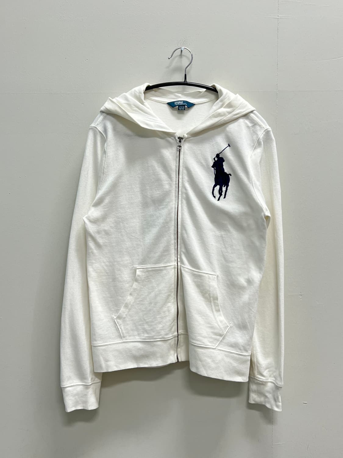 폴로랄프로렌 키즈/우먼스 빅포니 후드 집업 화이트/네이비 상품이미지2