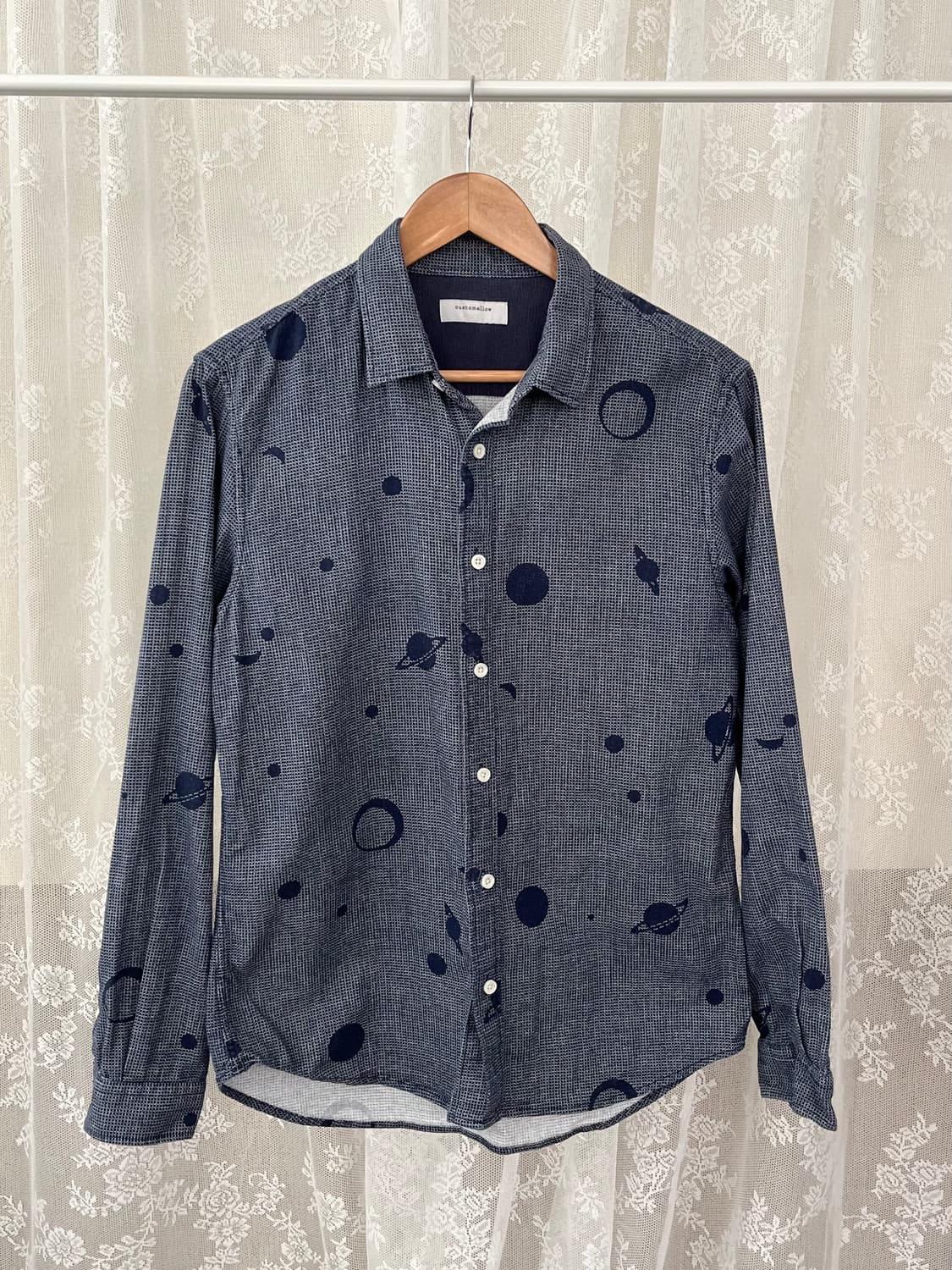 105) 커스텀멜로우 패턴 셔츠 네이비 상품이미지1