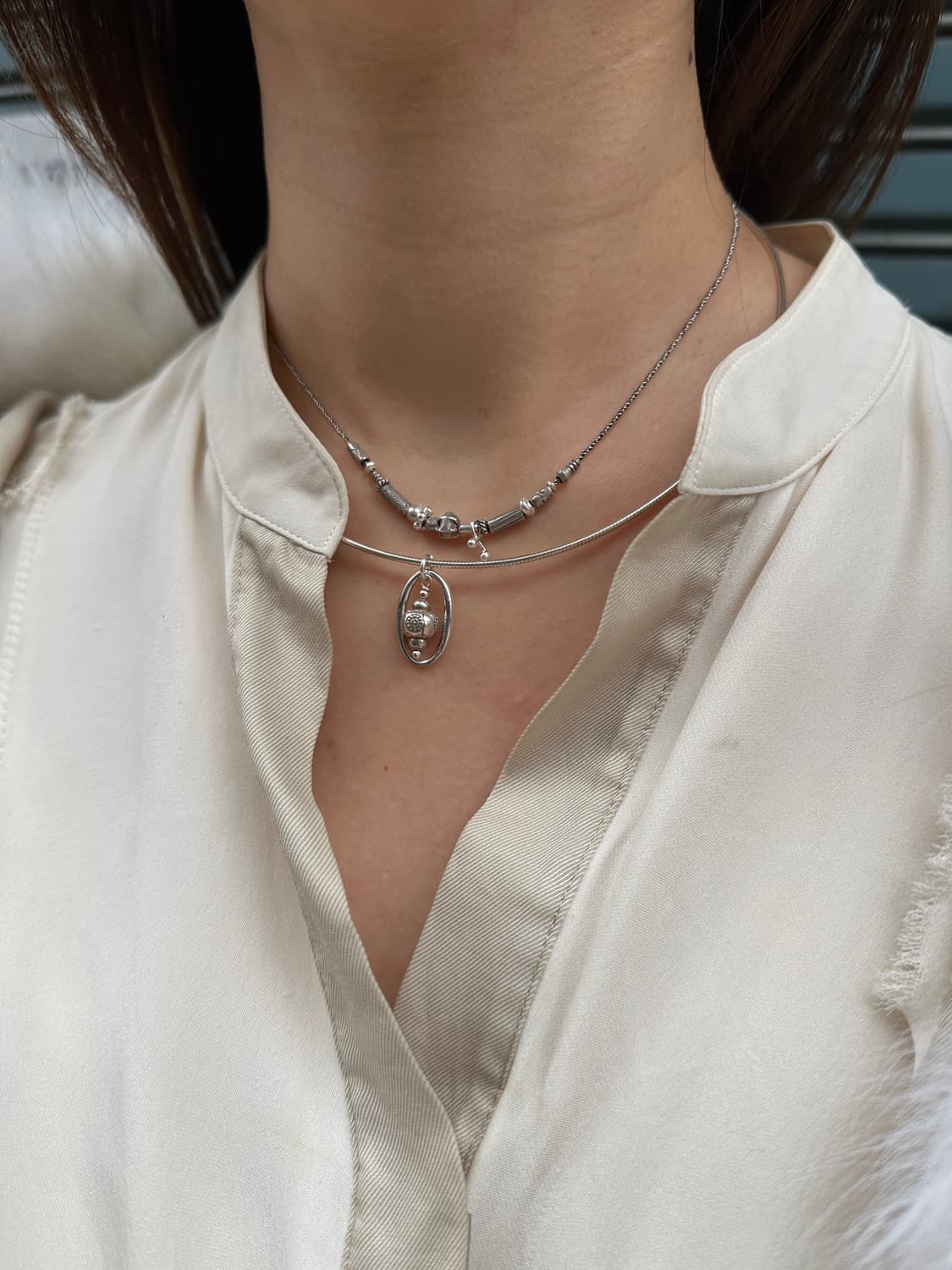 Musta karensilver mix Necklace 상품이미지5