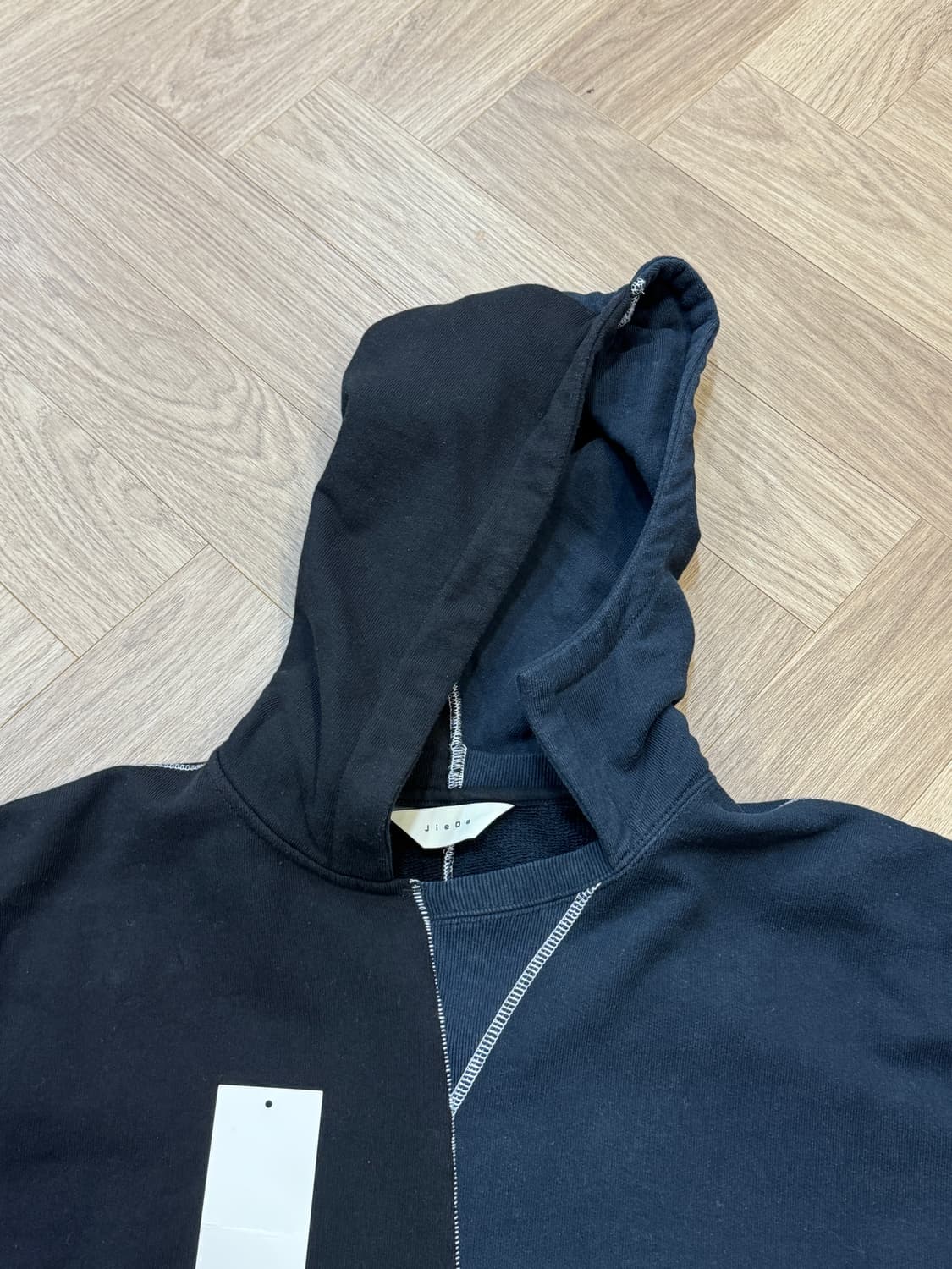 지에다 비대칭 후디 - 블랙 2사이즈 상품이미지4