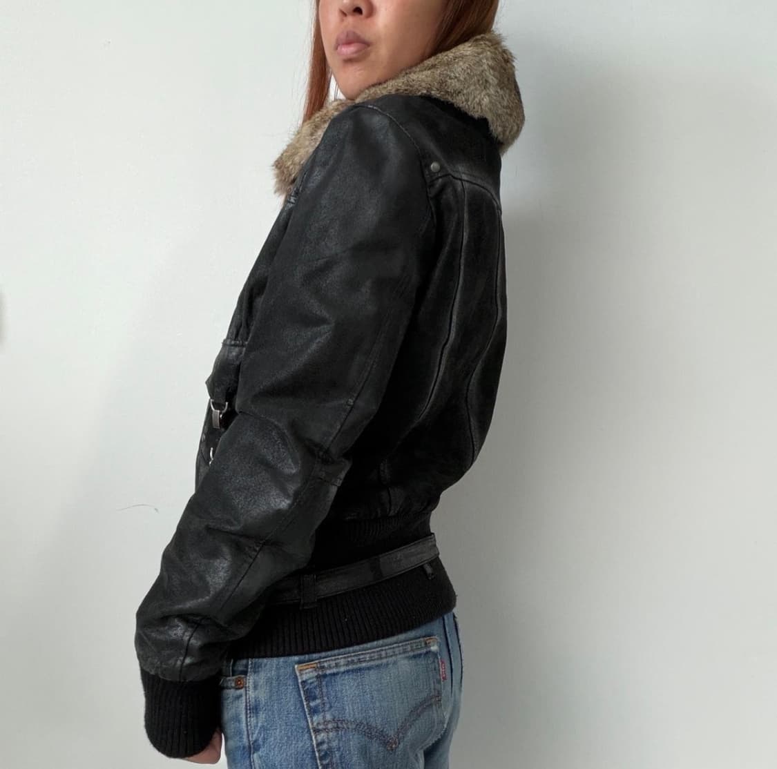 Vintage leather fur jacket 상품이미지2