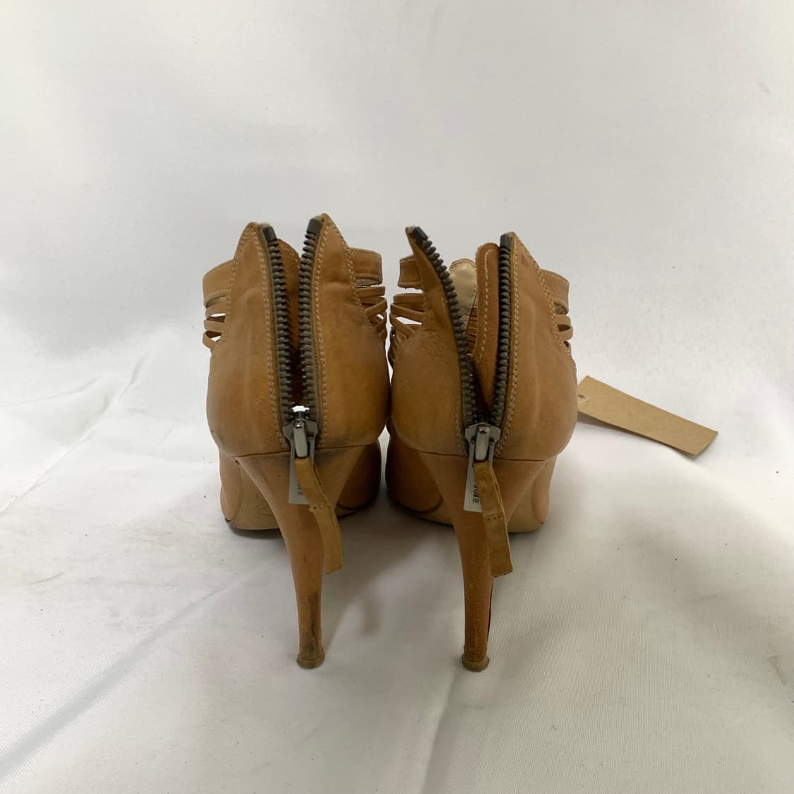 한섬 타임 TIME 스트랩 오픈토 샌들 힐 카멜 235mm 빈티지 구두 상품이미지6