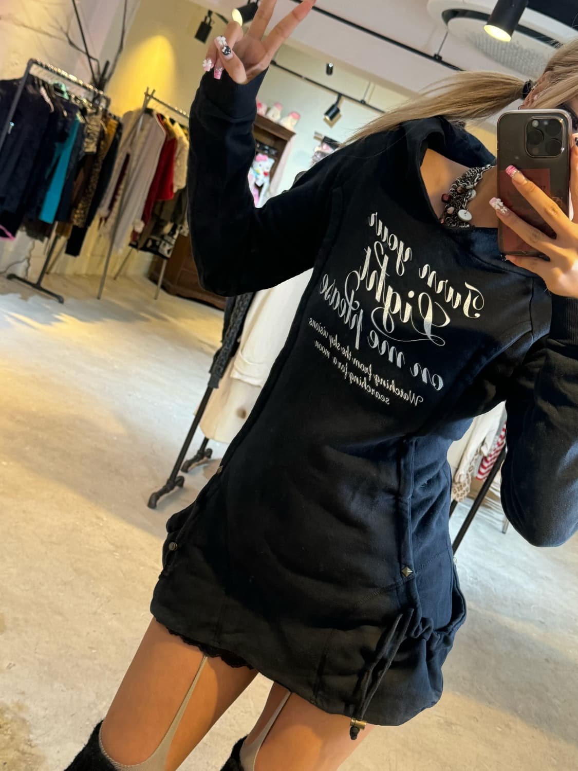 포켓 후드 원피스 상품이미지5