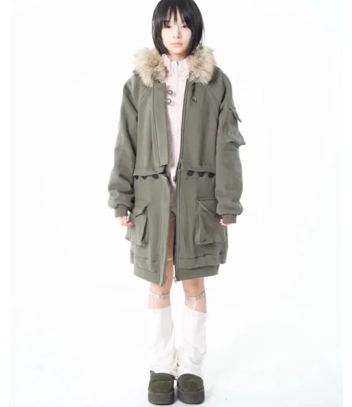 오스하이 투웨이 퍼 후드집업 카키 상품이미지1