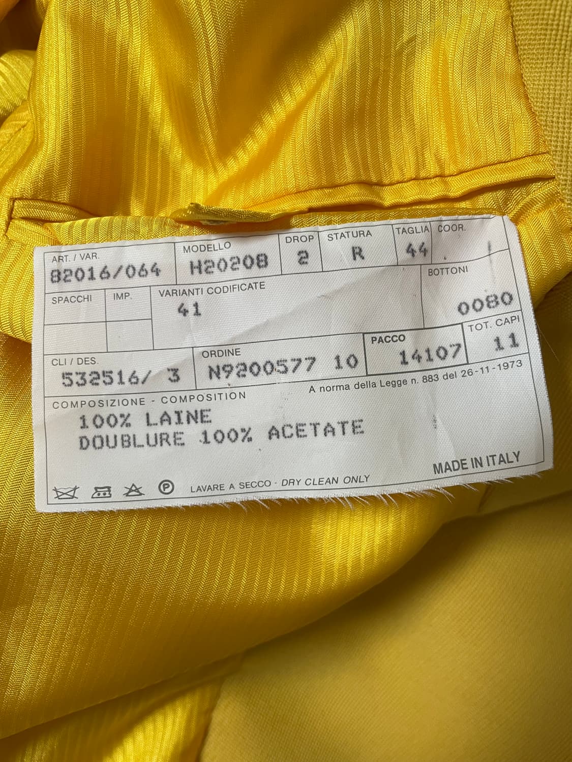에르메스 옐로우 울 블레이저 44 정품 상품이미지5