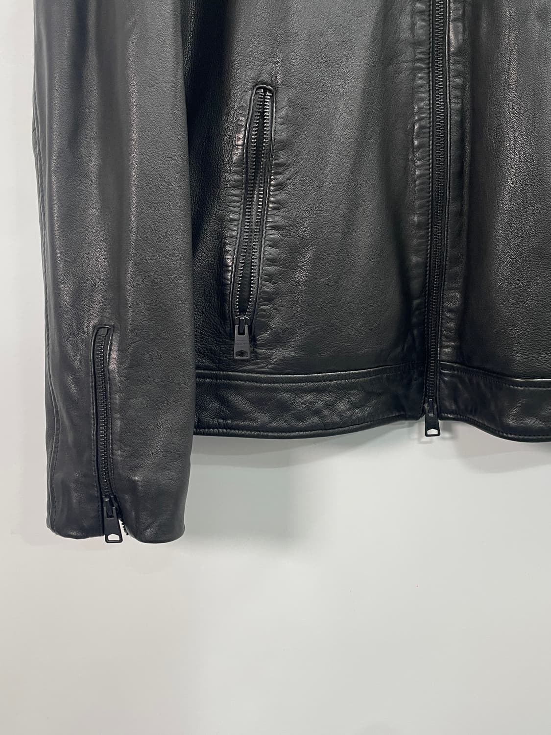 올세인츠 블랙 리얼레더 라이더 자켓 (on.659)   상품이미지4