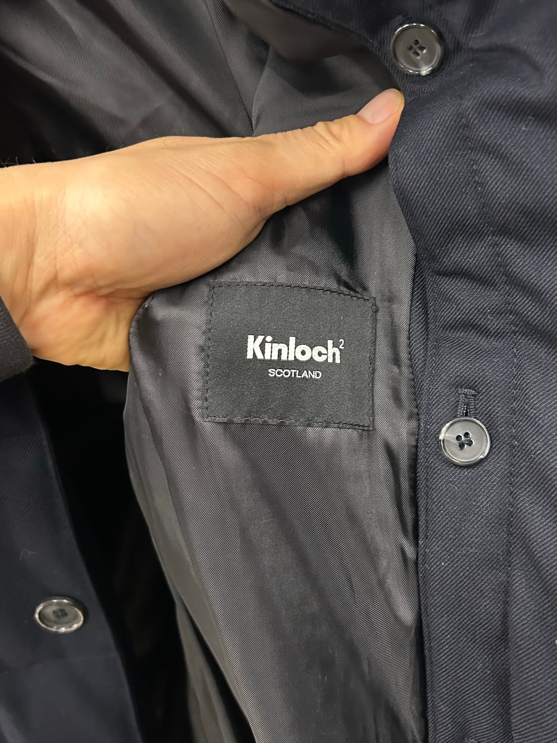 영국 감성 킨록(Kinloch) 네이비 컬러 퀼팅 다운 롱 코트 상품이미지7