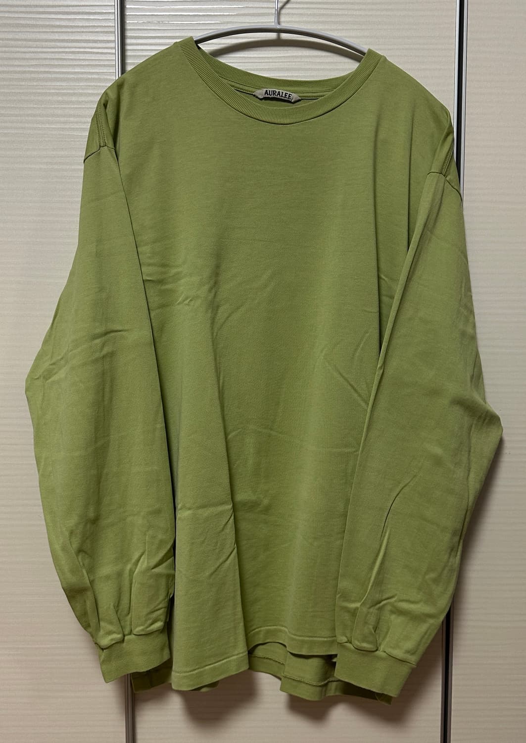 오라리 러스터 플레이팅 롱슬리브 티셔츠 라이트그린 5사이즈 판매합니다 상품이미지2