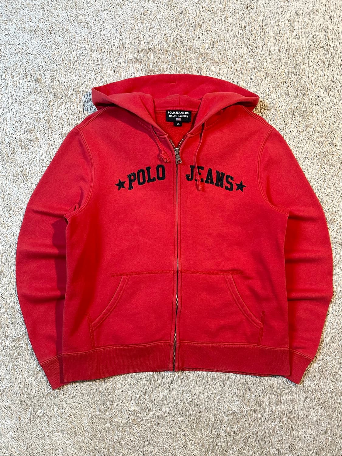 폴로 진스 POLO JEANS 스펠아웃 후드집업 레드 상품이미지1