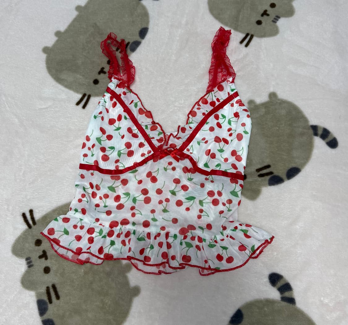 체리 매쉬 크롭 베스트 상품이미지2