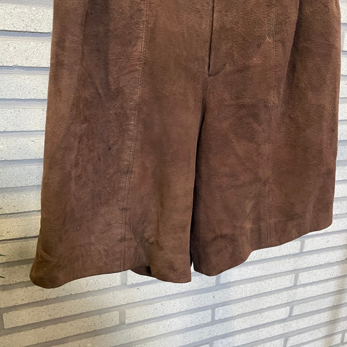 JPN VINTAGE 스웨이드 양가죽 버뮤다 팬츠 와이드핏 디테일 브라운 상품이미지5