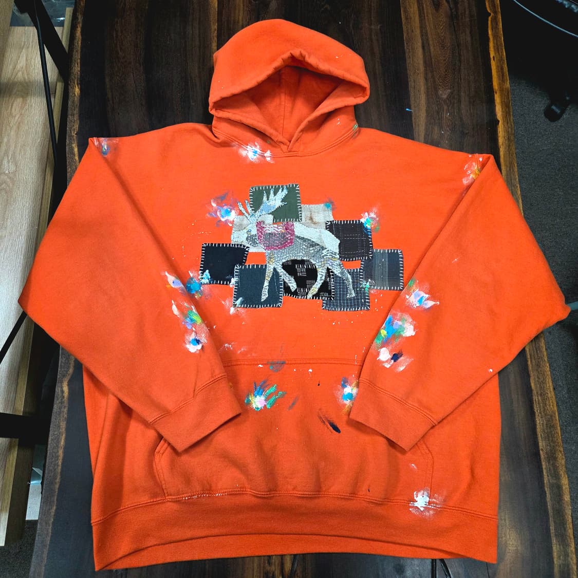 길단 패치워크 페인팅 맨투맨 상품이미지1