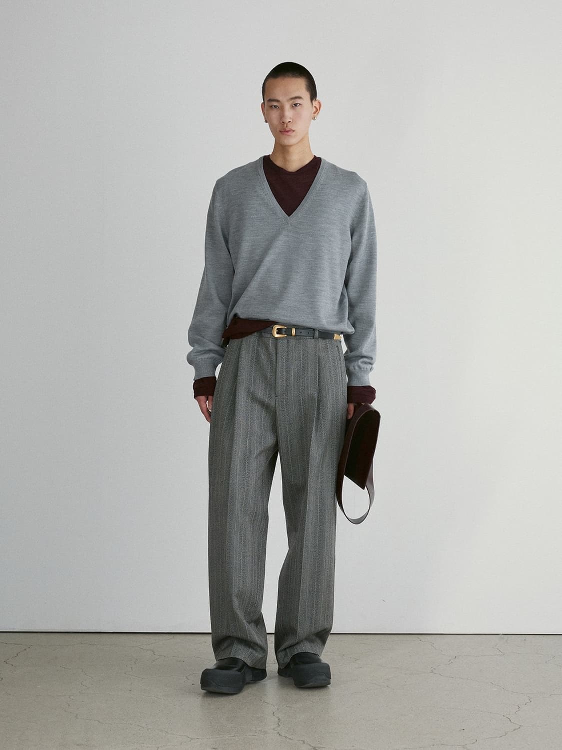 렉토 24 FW 클래식 브이넥 니트 스웨터 그레이 S 상품이미지2