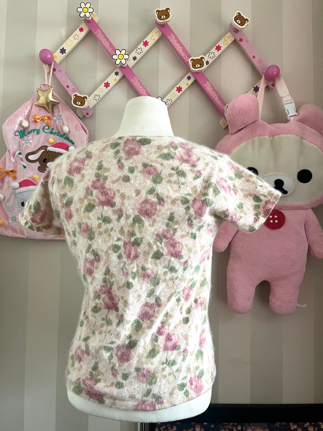 빈티지 오리엔탈 페어리 로사체리레스트로즈 반팔레이어드나시슬립플로랄 상품이미지3