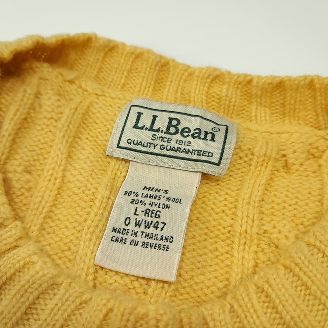 CL353 L 엘엘빈 90s 00s 램스울 케이블 옐로우 니트 스웨터 상품이미지4