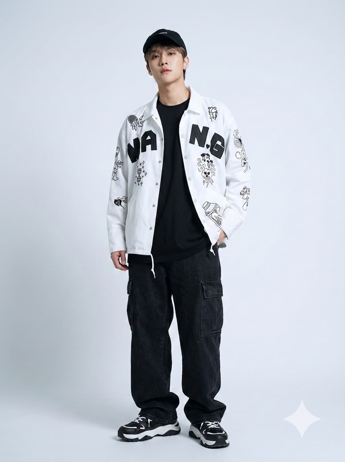Graphiste Man.G (만지) 화이트 자수 그래픽 코치 자켓 상품이미지1