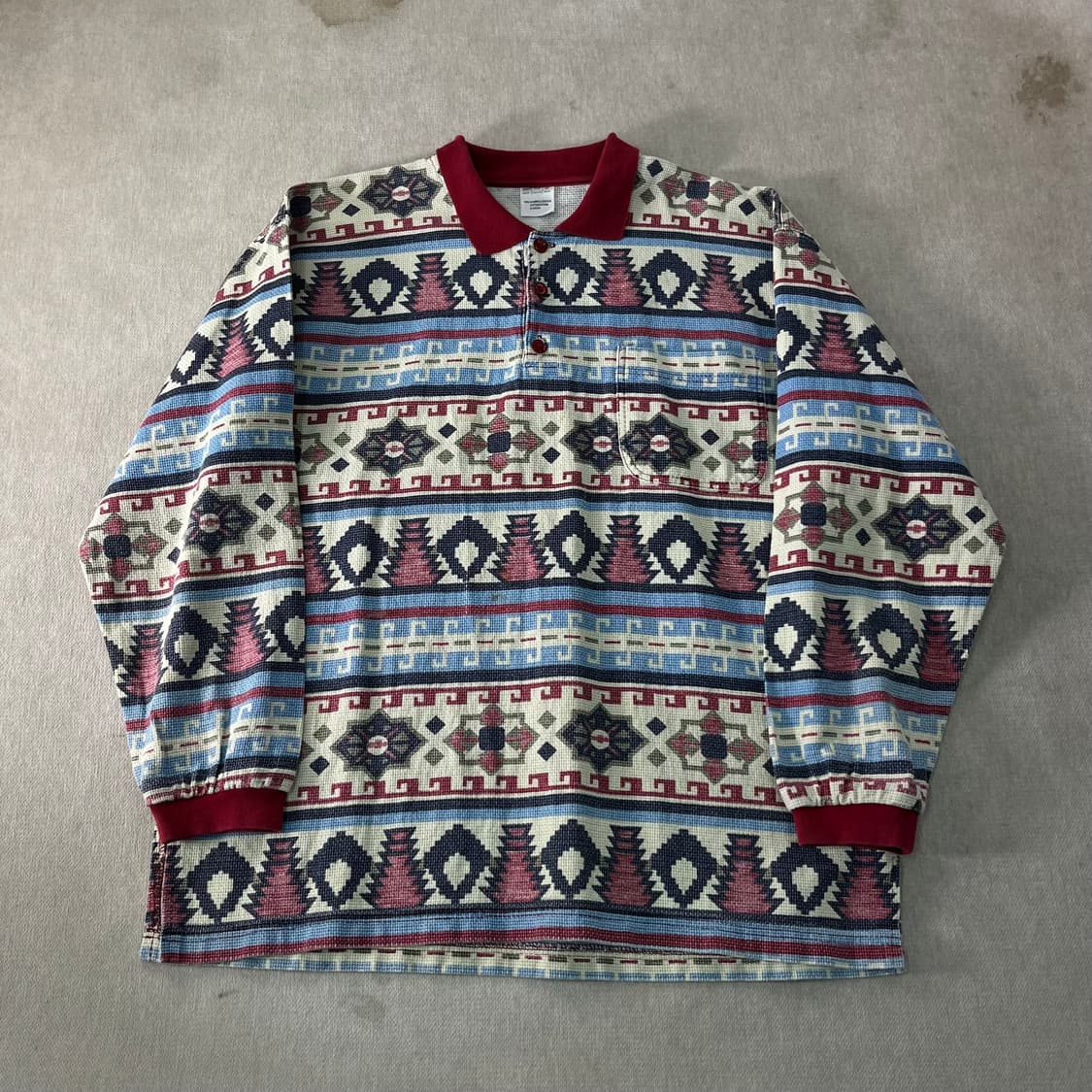 105 00s 빈티지 패턴 카라 코튼 니트  상품이미지1