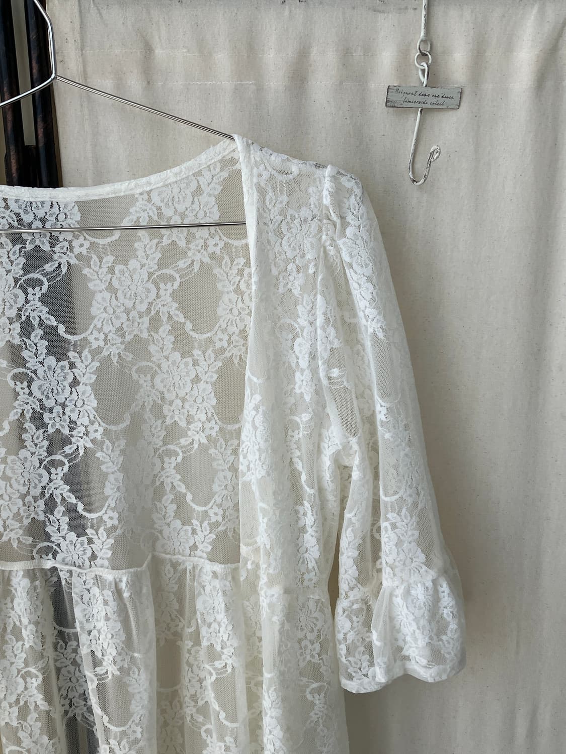ivory flower lace sheer layered blouse 상품이미지7