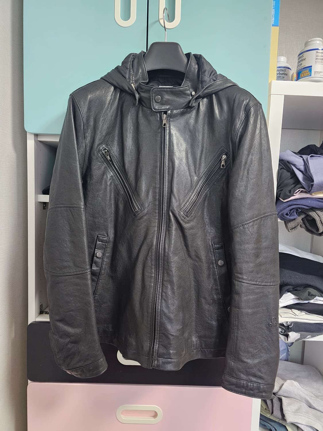 정품 CP Company 고글 후드 가죽 퀄팅 자켓  패딩 패디드 상품이미지2