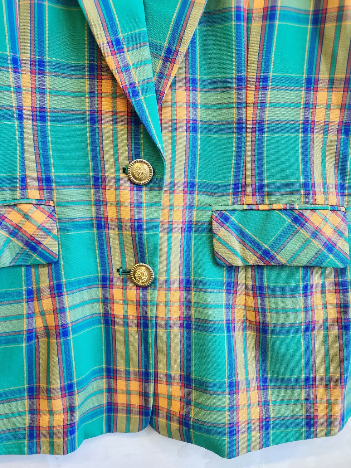 린넨 그린 체크 자켓 상품이미지3