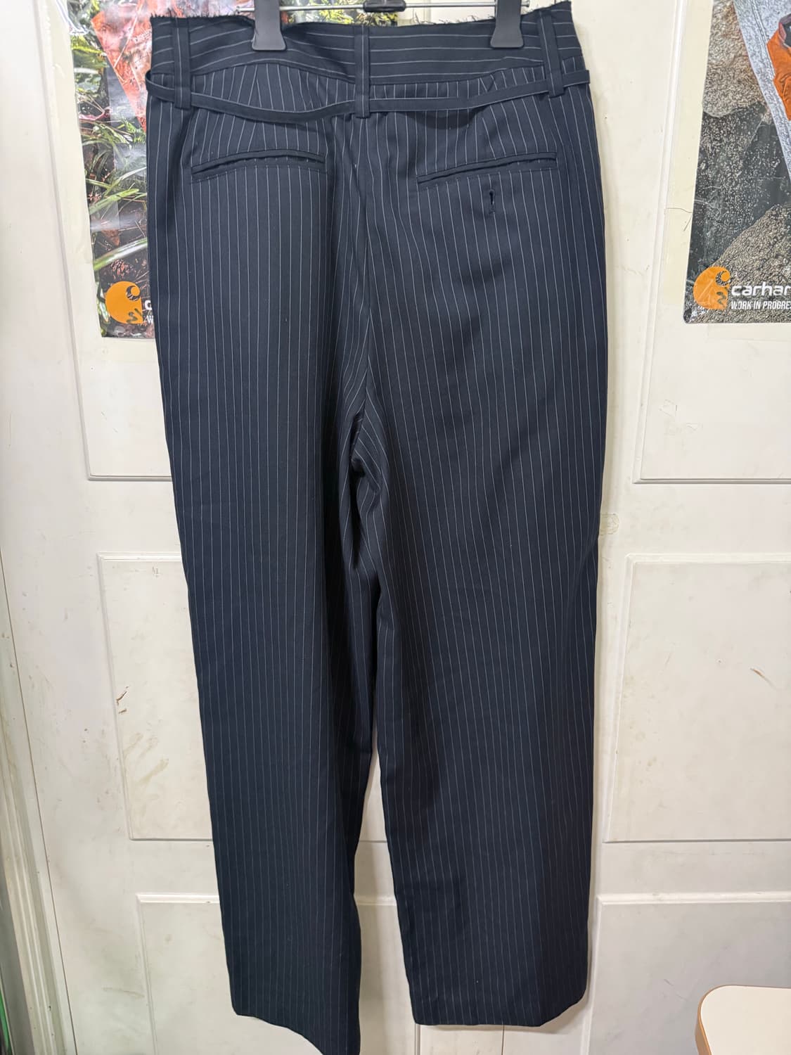 마뗑킴 다크 네이비 스트라이프 와이드 팬츠 m 상품이미지4