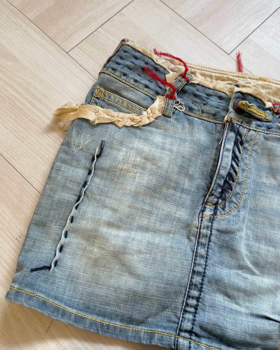 [ELVIS] patch stitch denim mini skirt 상품이미지3