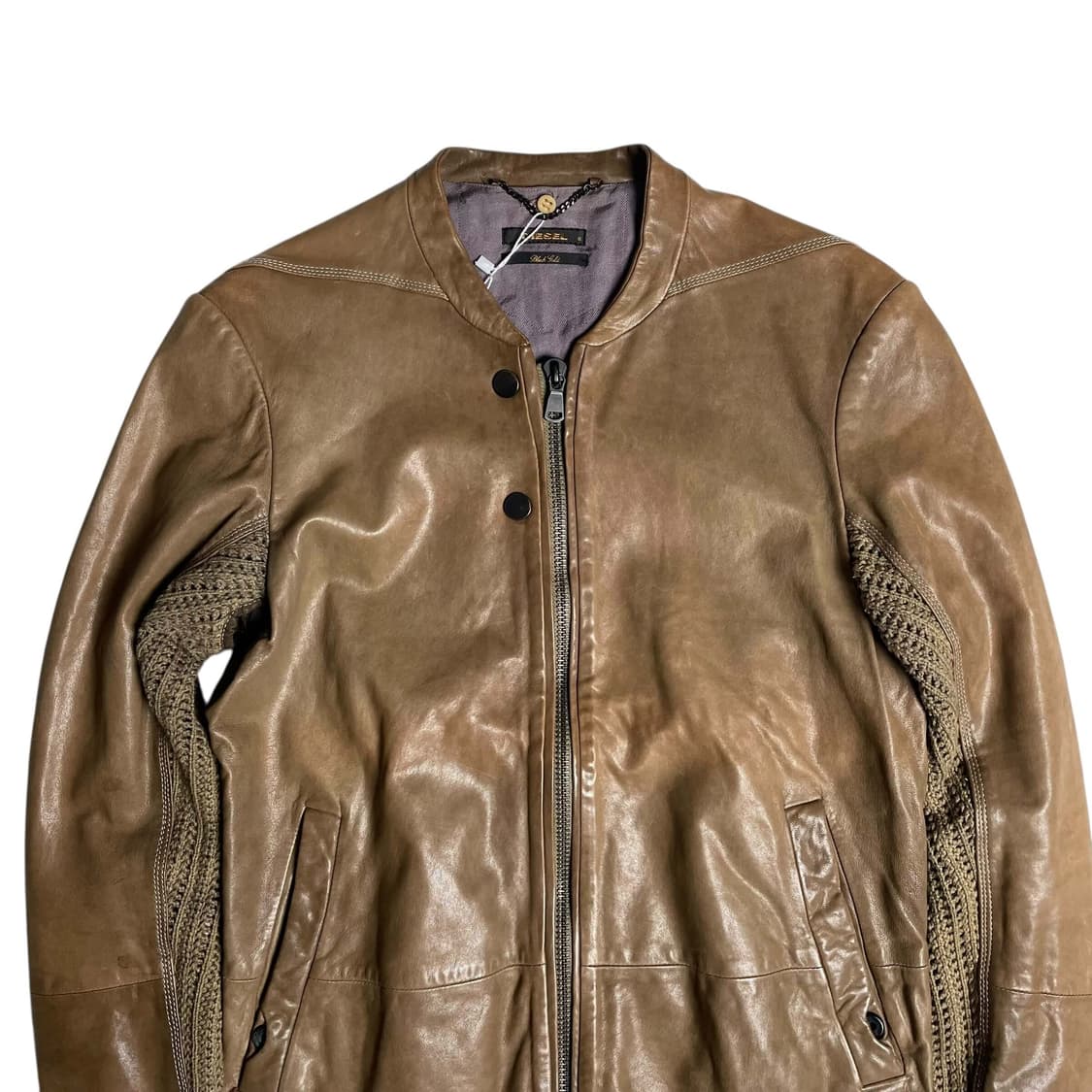 Diesel black gold 슬리브 니트 포인트 레더 자켓 상품이미지2