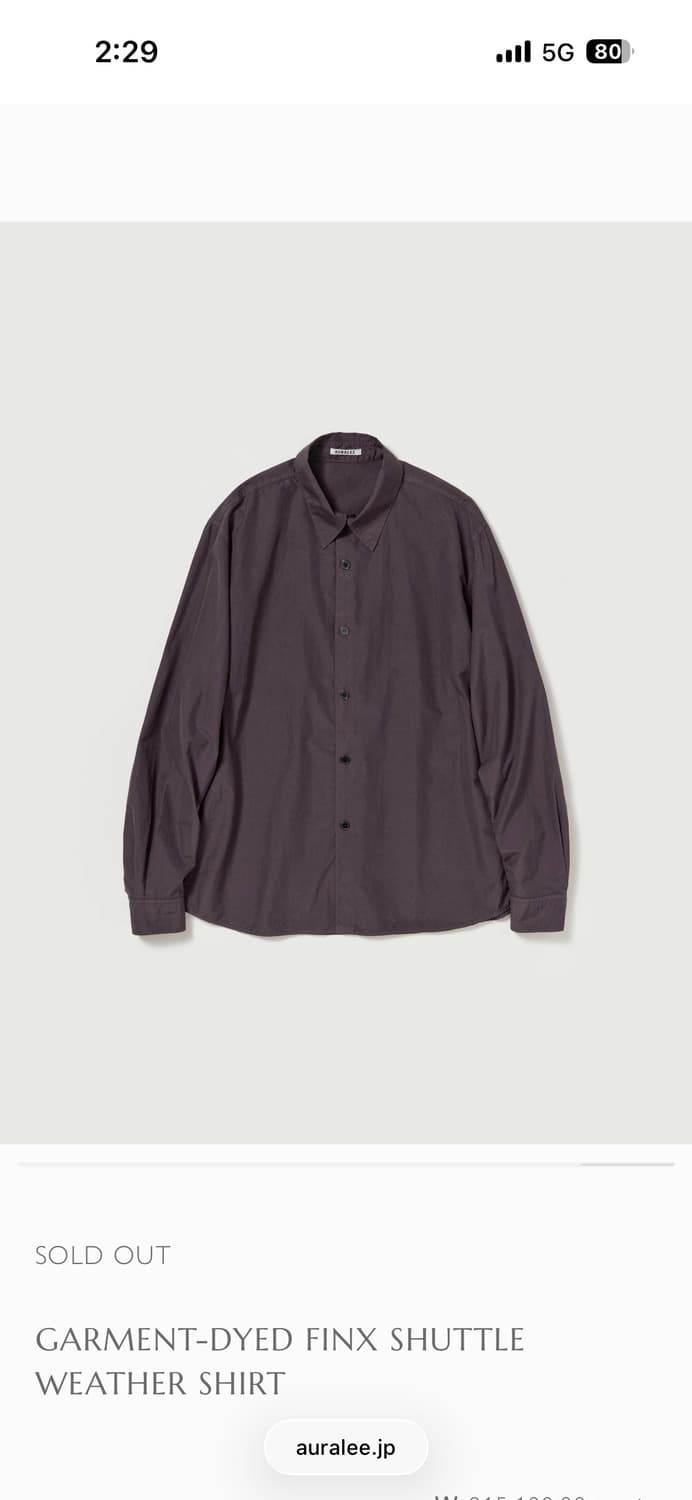 AURALEE FINX SHUTTLE WEATHER SHIRT 상품이미지4