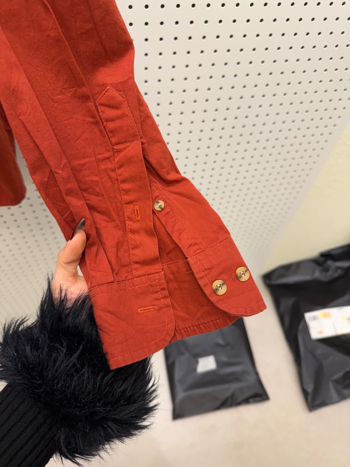 칼하트 버튼다운 워크 셔츠 레드오렌지 U1376 상품이미지4