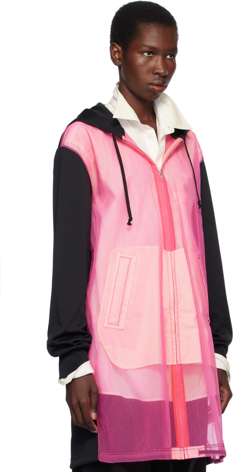 꼼데가르송옴므플러스 핑크튤 블랙 후드집업 M 상품이미지4