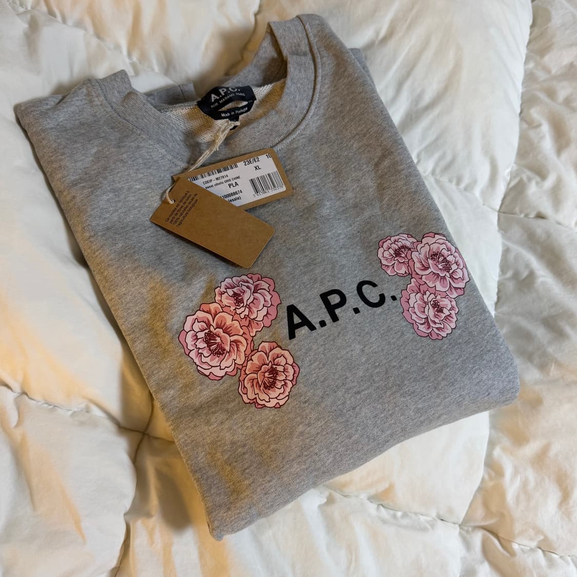 (XL) A.P.C. 아페쎄 플라워 프린트 맨투맨 그레이 상품이미지5