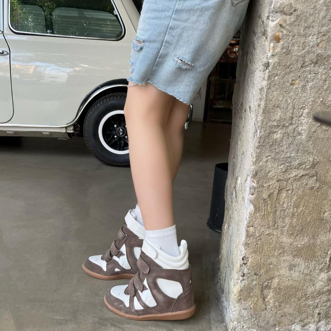 [39] Designer 가죽/스웨이드 웨지힐 스니커즈(250) 상품이미지2