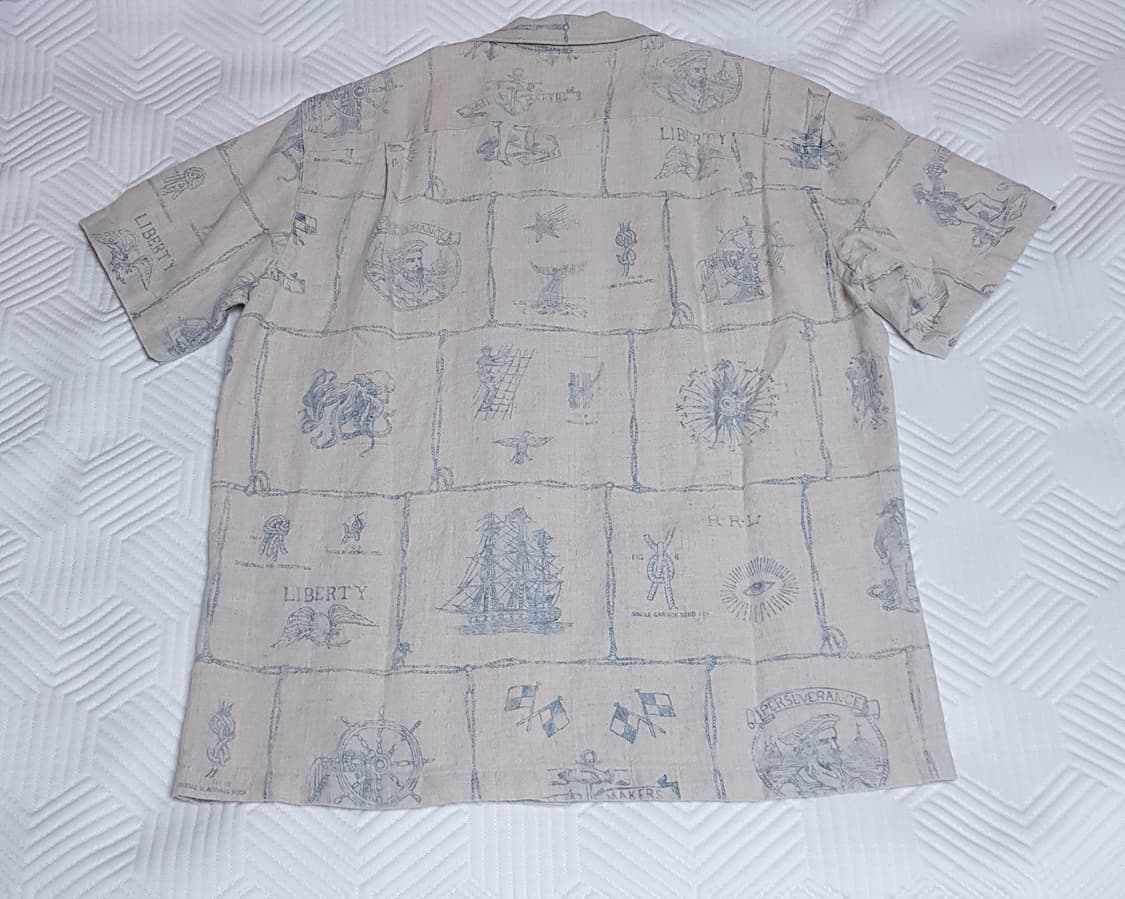 [새상품/M] RRL 프린트 인디고 리넨 캠프 셔츠 팝니다. 상품이미지3