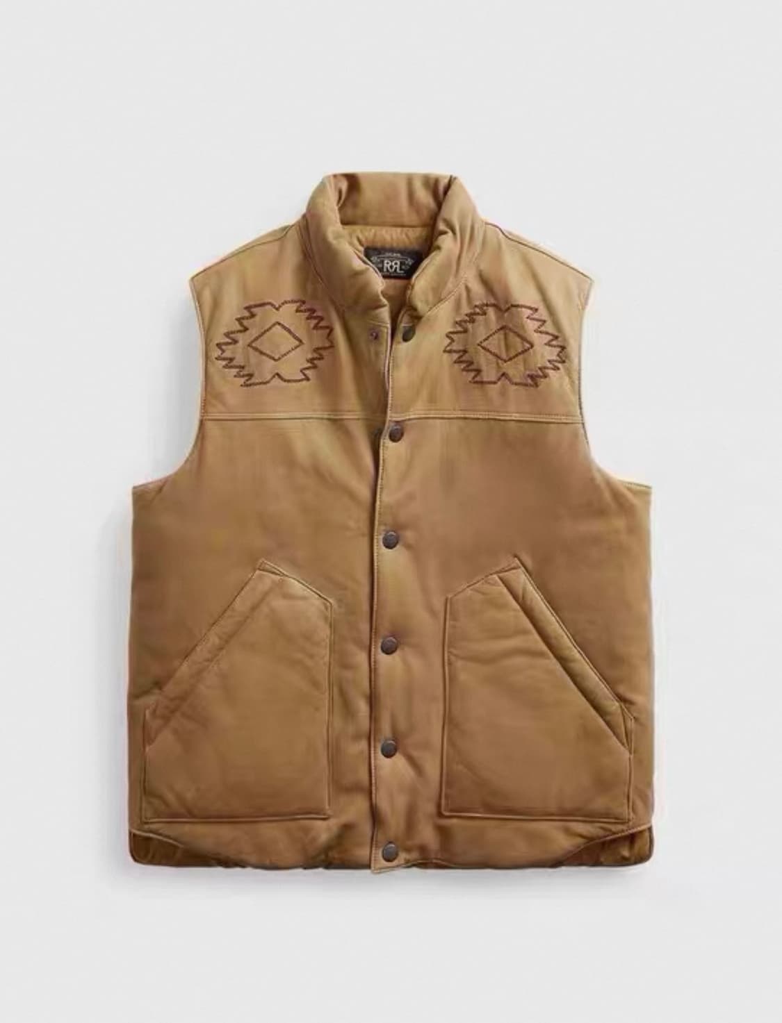 rrl 웨스턴 자수 가죽 베스트 m 상품이미지1
